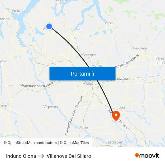 Induno Olona to Villanova Del Sillaro map