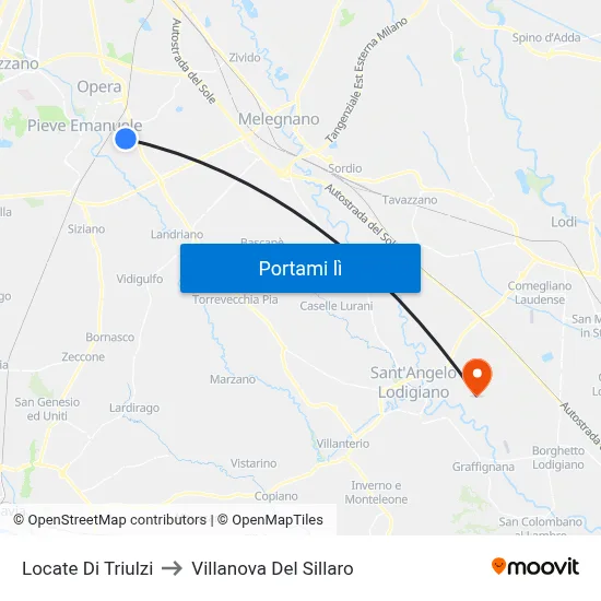Locate Di Triulzi to Villanova Del Sillaro map