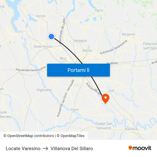 Locate Varesino to Villanova Del Sillaro map