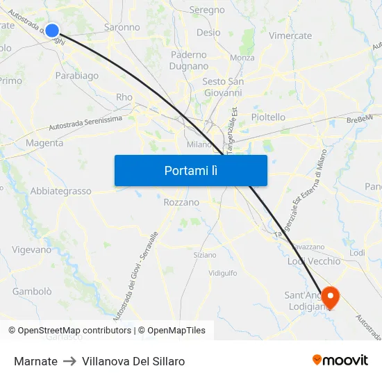 Marnate to Villanova Del Sillaro map