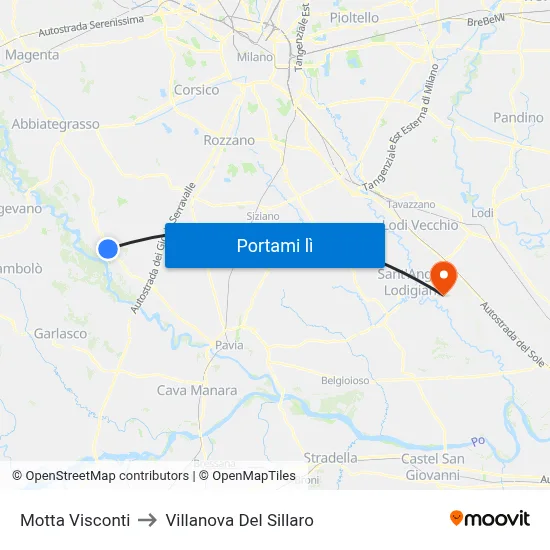 Motta Visconti to Villanova Del Sillaro map