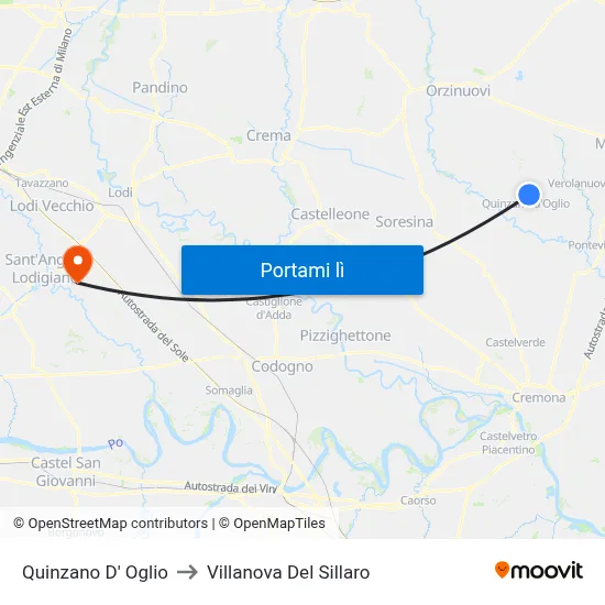 Quinzano D' Oglio to Villanova Del Sillaro map