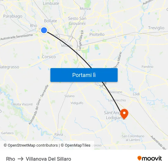 Rho to Villanova Del Sillaro map