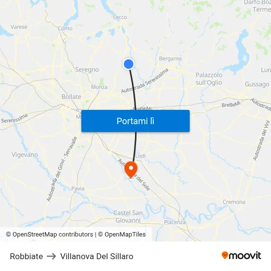 Robbiate to Villanova Del Sillaro map