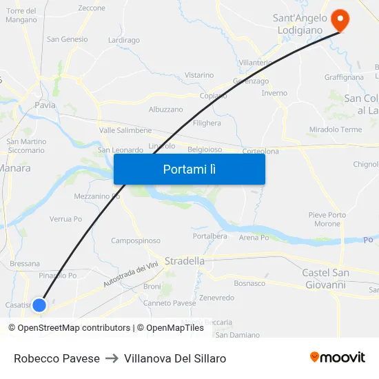Robecco Pavese to Villanova Del Sillaro map