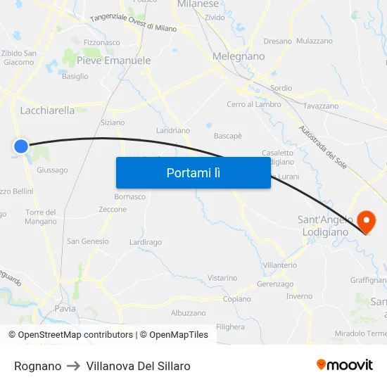 Rognano to Villanova Del Sillaro map