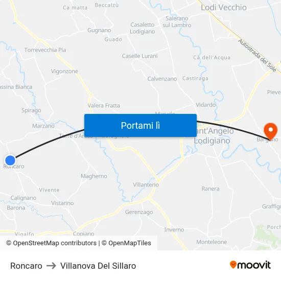 Roncaro to Villanova Del Sillaro map