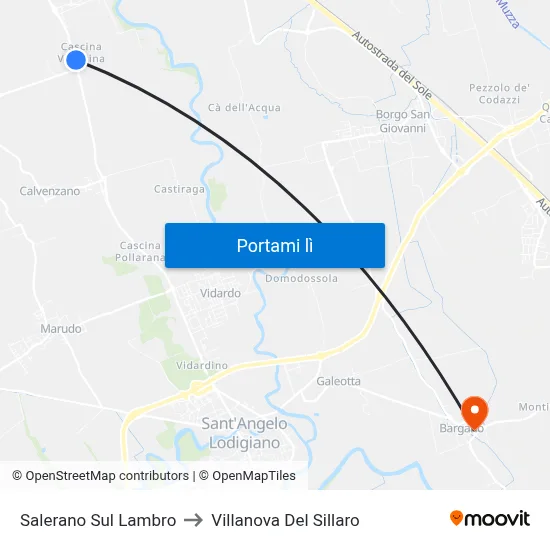 Salerano Sul Lambro to Villanova Del Sillaro map