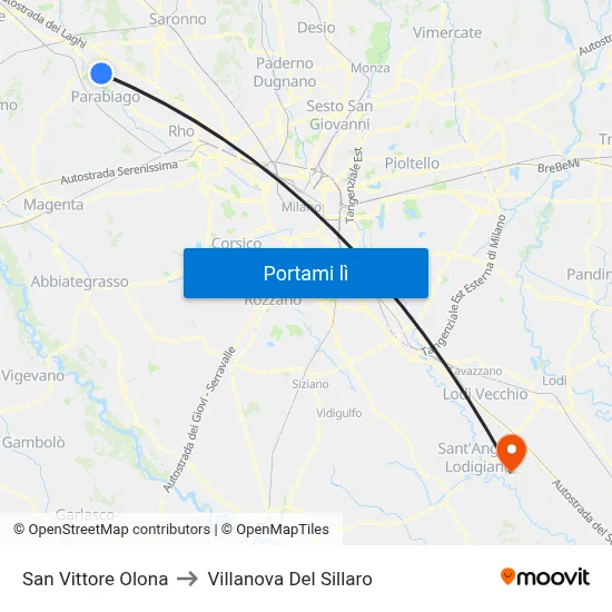 San Vittore Olona to Villanova Del Sillaro map