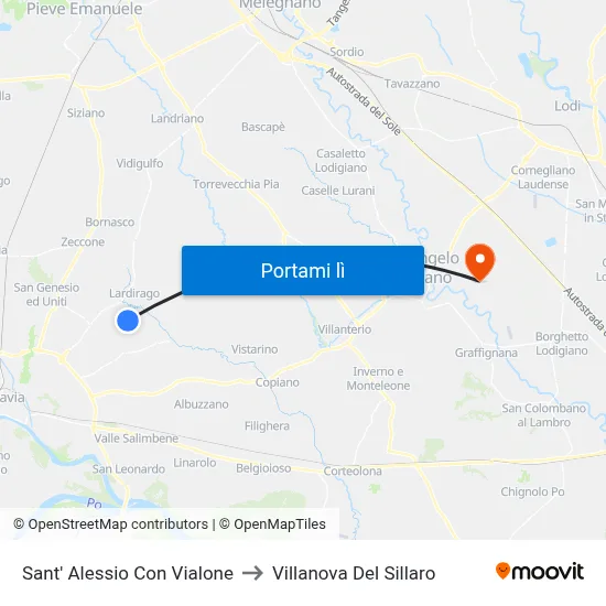 Sant' Alessio Con Vialone to Villanova Del Sillaro map