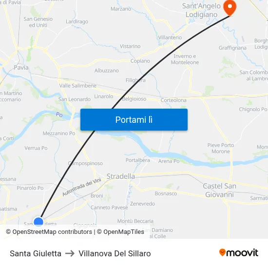 Santa Giuletta to Villanova Del Sillaro map
