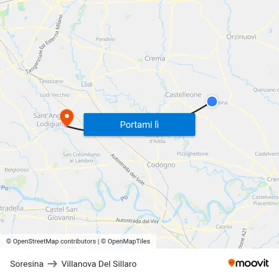 Soresina to Villanova Del Sillaro map