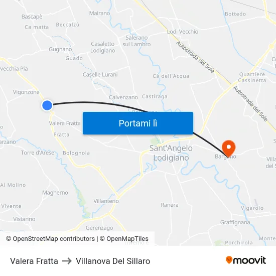 Valera Fratta to Villanova Del Sillaro map