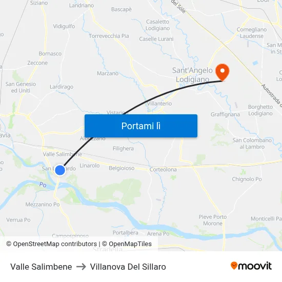 Valle Salimbene to Villanova Del Sillaro map