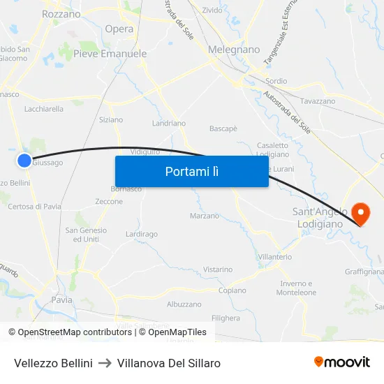 Vellezzo Bellini to Villanova Del Sillaro map