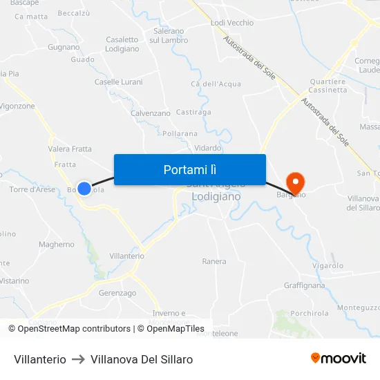 Villanterio to Villanova Del Sillaro map