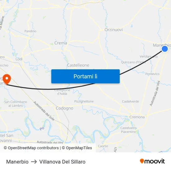 Manerbio to Villanova Del Sillaro map