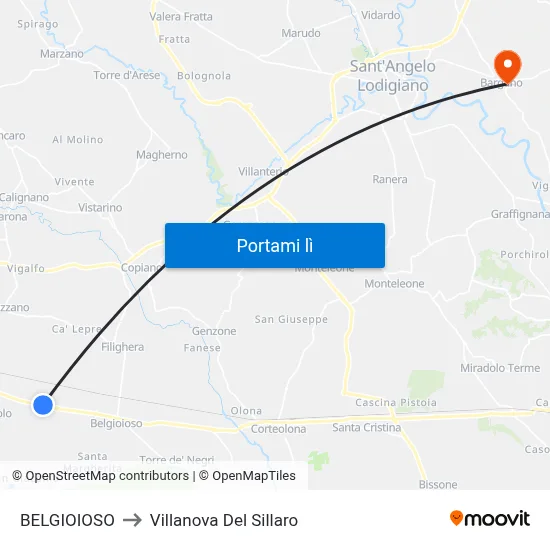 BELGIOIOSO to Villanova Del Sillaro map