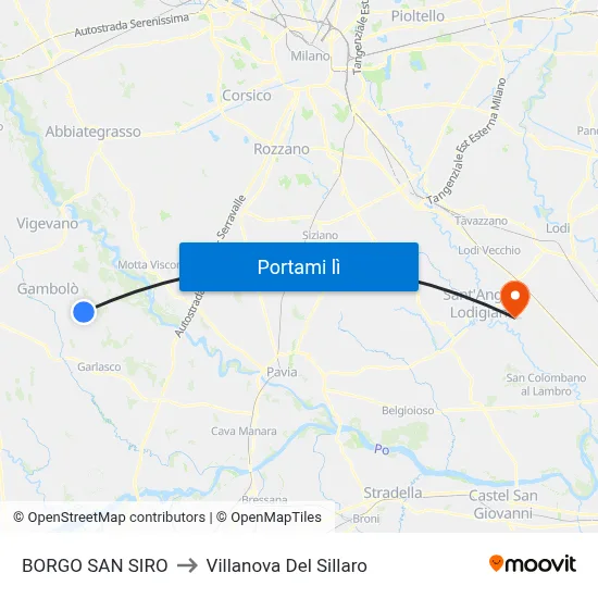 BORGO SAN SIRO to Villanova Del Sillaro map
