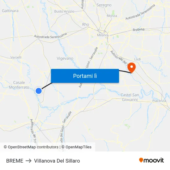 BREME to Villanova Del Sillaro map