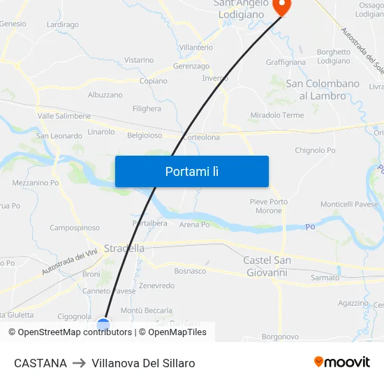 CASTANA to Villanova Del Sillaro map