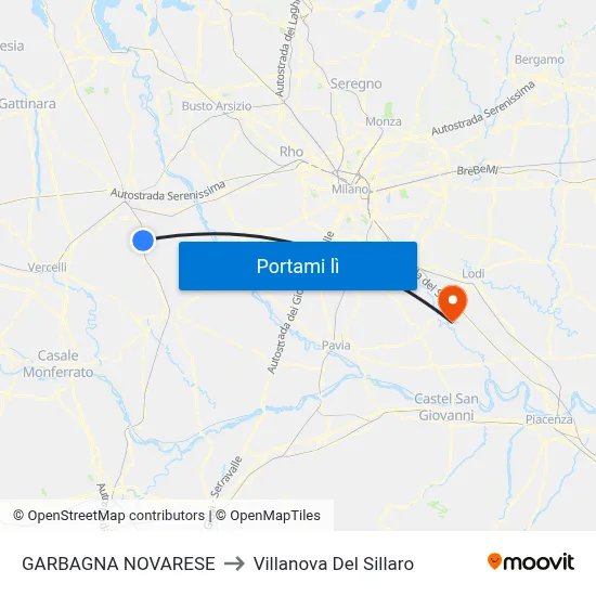 GARBAGNA NOVARESE to Villanova Del Sillaro map
