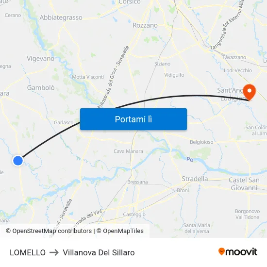 LOMELLO to Villanova Del Sillaro map