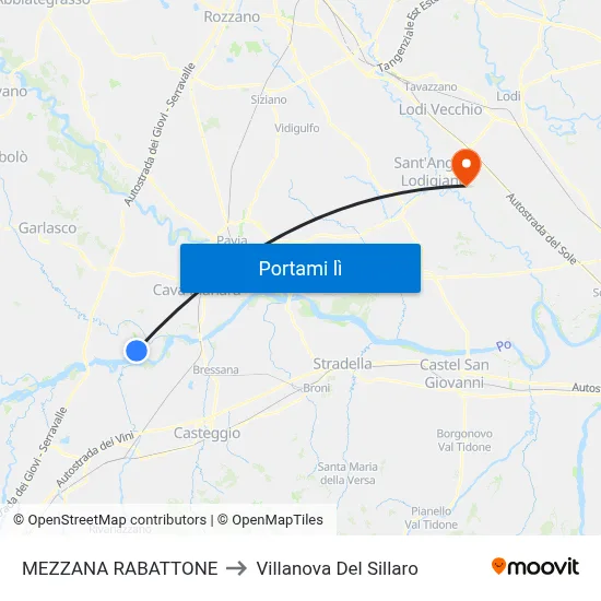 MEZZANA RABATTONE to Villanova Del Sillaro map