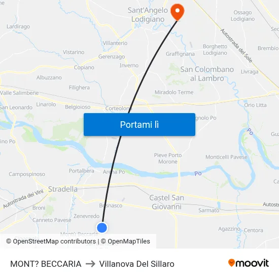 MONT? BECCARIA to Villanova Del Sillaro map