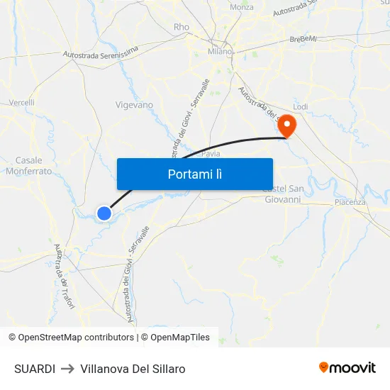 SUARDI to Villanova Del Sillaro map