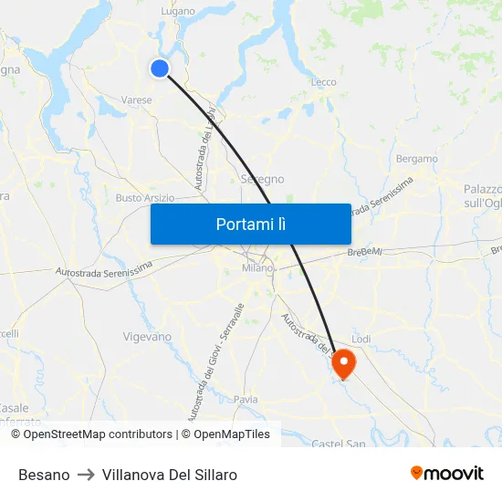 Besano to Villanova Del Sillaro map