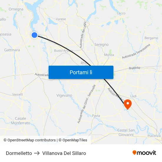 Dormelletto to Villanova Del Sillaro map