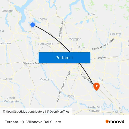 Ternate to Villanova Del Sillaro map