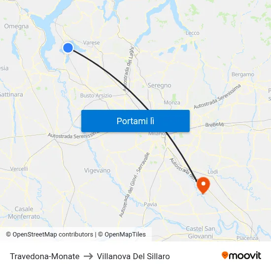 Travedona-Monate to Villanova Del Sillaro map