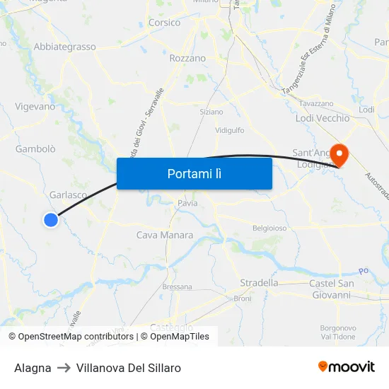 Alagna to Villanova Del Sillaro map