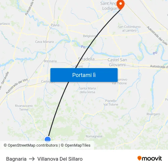 Bagnaria to Villanova Del Sillaro map