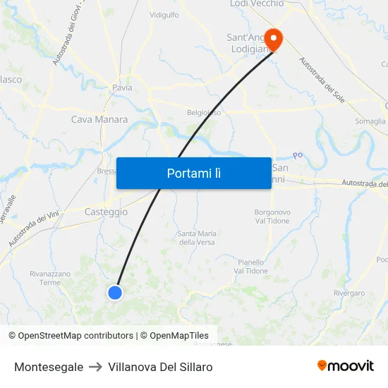 Montesegale to Villanova Del Sillaro map