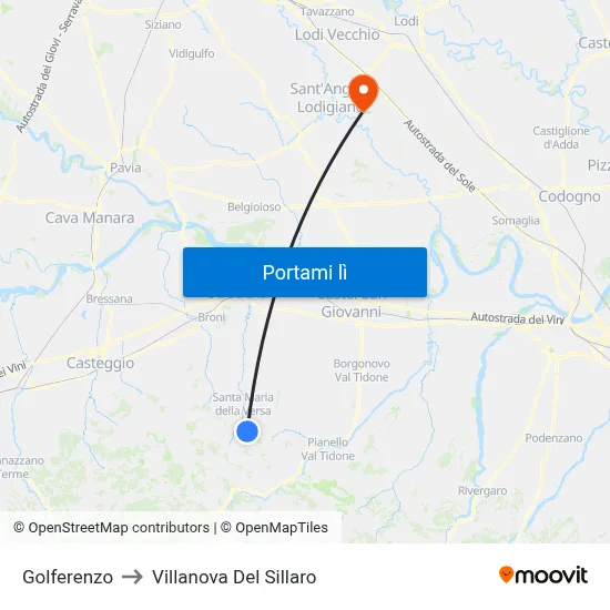 Golferenzo to Villanova Del Sillaro map