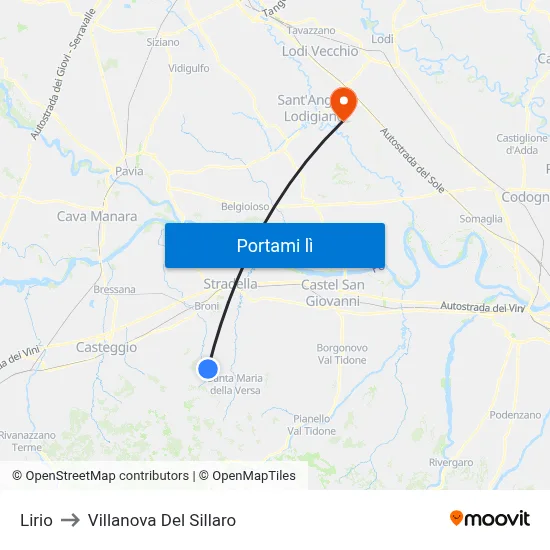 Lirio to Villanova Del Sillaro map