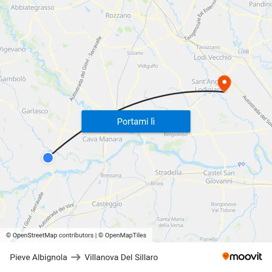 Pieve Albignola to Villanova Del Sillaro map