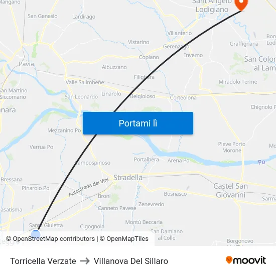 Torricella Verzate to Villanova Del Sillaro map