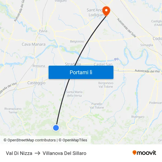 Val Di Nizza to Villanova Del Sillaro map