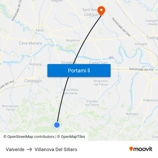 Valverde to Villanova Del Sillaro map