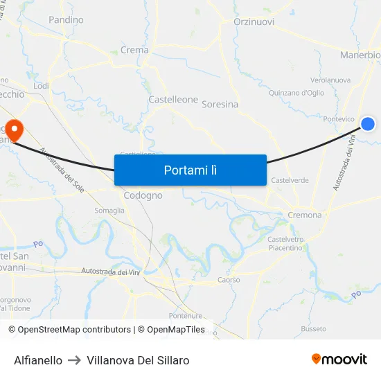 Alfianello to Villanova Del Sillaro map