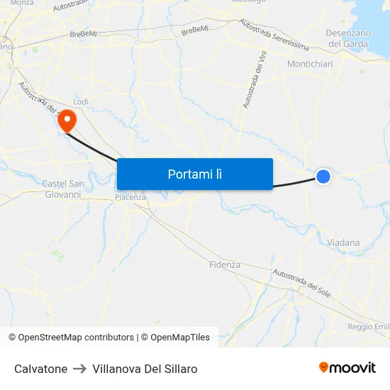 Calvatone to Villanova Del Sillaro map