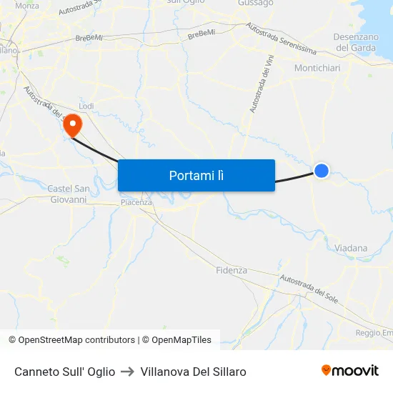 Canneto Sull' Oglio to Villanova Del Sillaro map