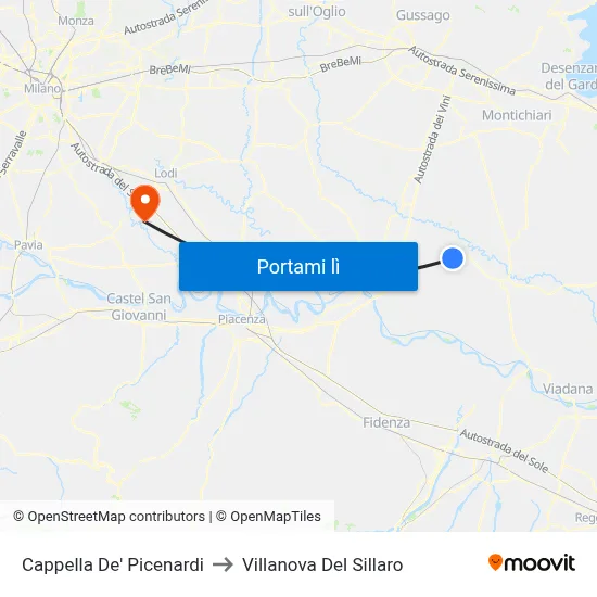 Cappella De' Picenardi to Villanova Del Sillaro map
