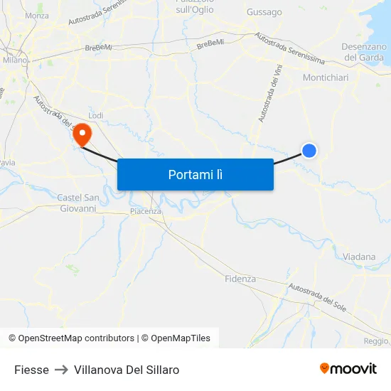 Fiesse to Villanova Del Sillaro map