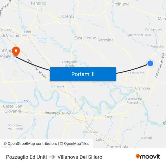 Pozzaglio Ed Uniti to Villanova Del Sillaro map