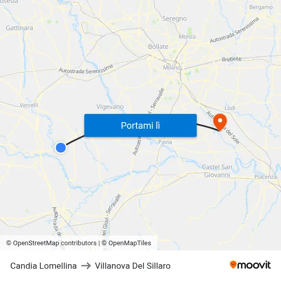 Candia Lomellina to Villanova Del Sillaro map